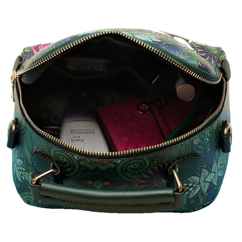 High Quality Pu Leather Ladies Green Cartoon Handbag Shoulder Bag Female
