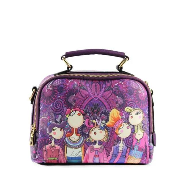 High Quality Pu Leather Ladies Green Cartoon Handbag Shoulder Bag Female