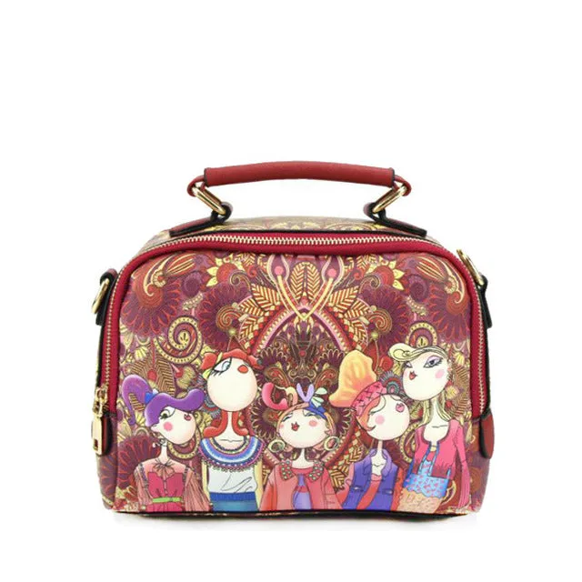 High Quality Pu Leather Ladies Green Cartoon Handbag Shoulder Bag Female