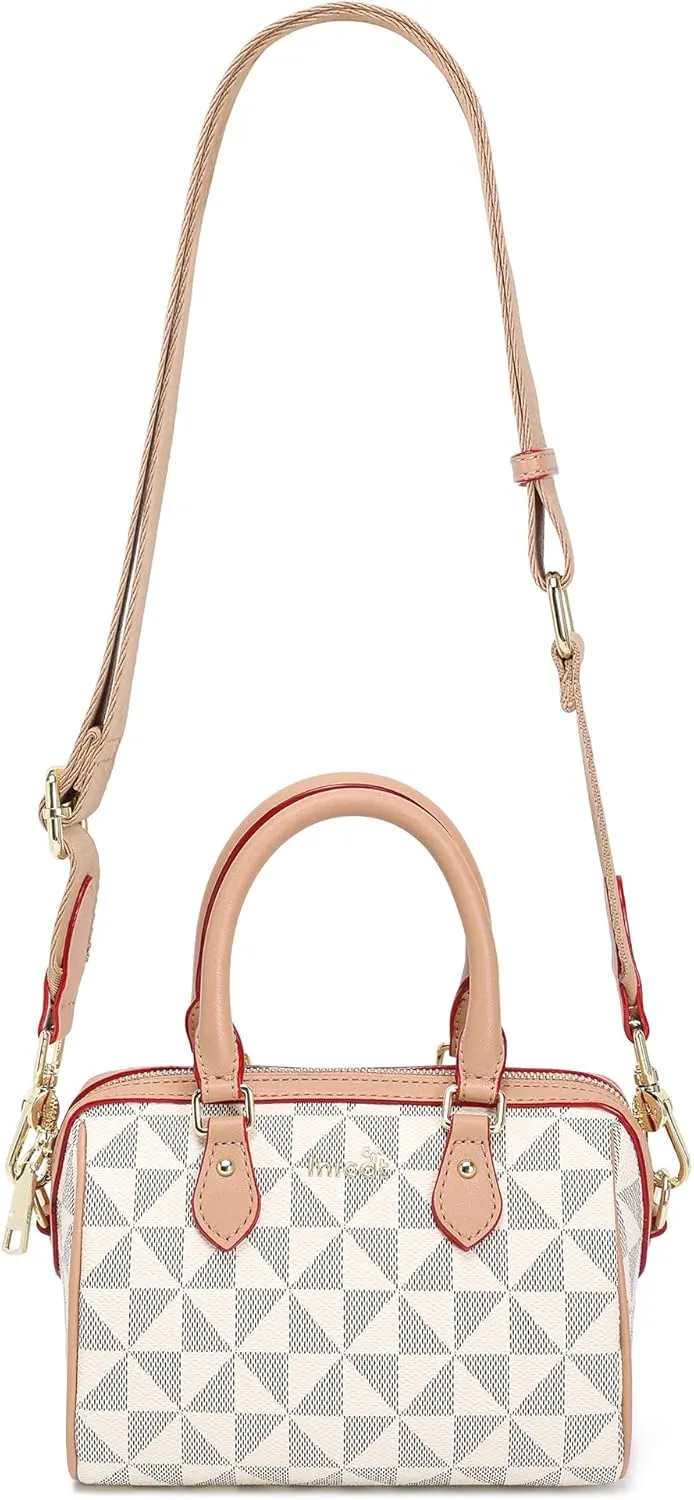 INICAT Barrel Bag for Women Top Handle Satchel Shoulder Boston Bags Crossbody Purse Handbag with Detachable Long Strap