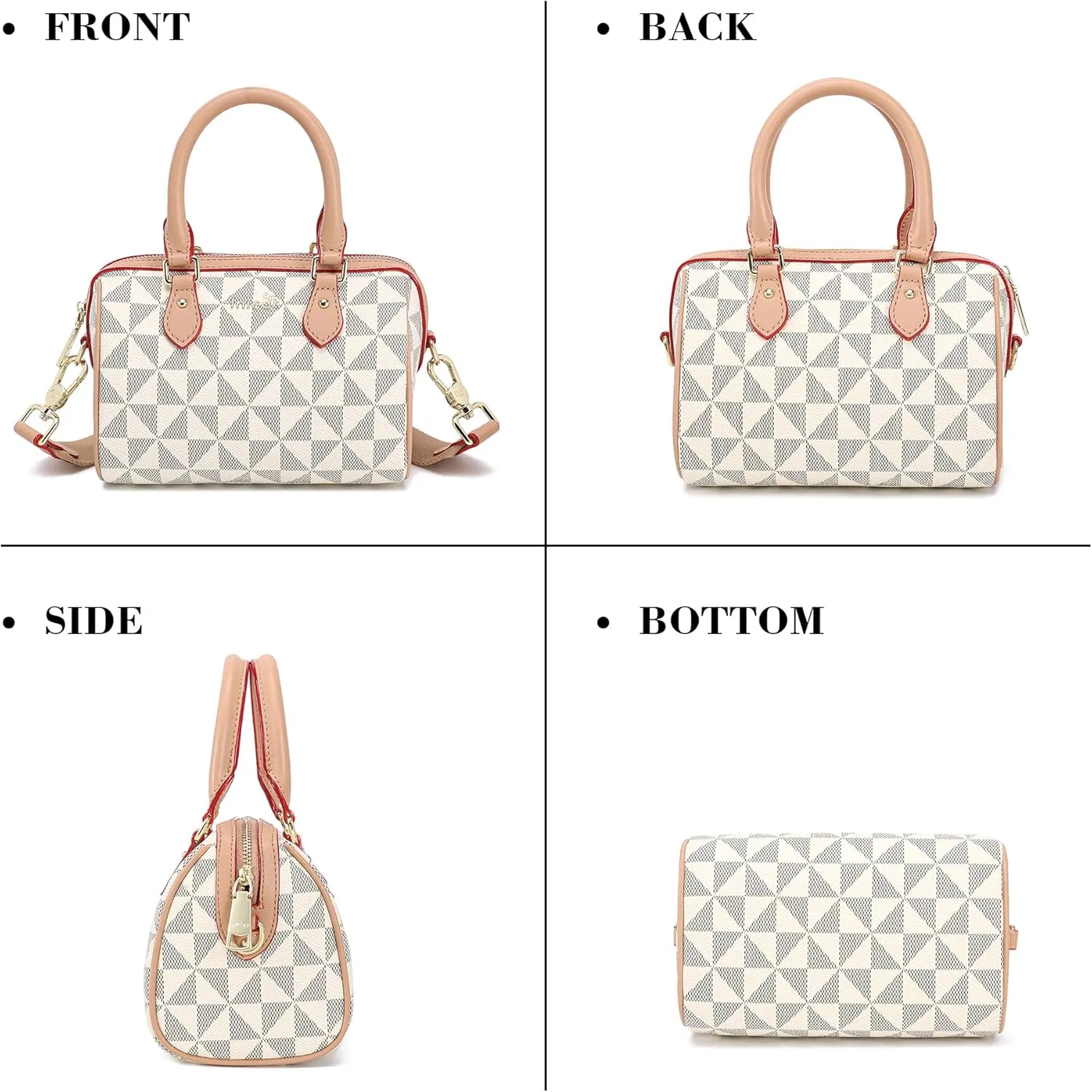 INICAT Barrel Bag for Women Top Handle Satchel Shoulder Boston Bags Crossbody Purse Handbag with Detachable Long Strap