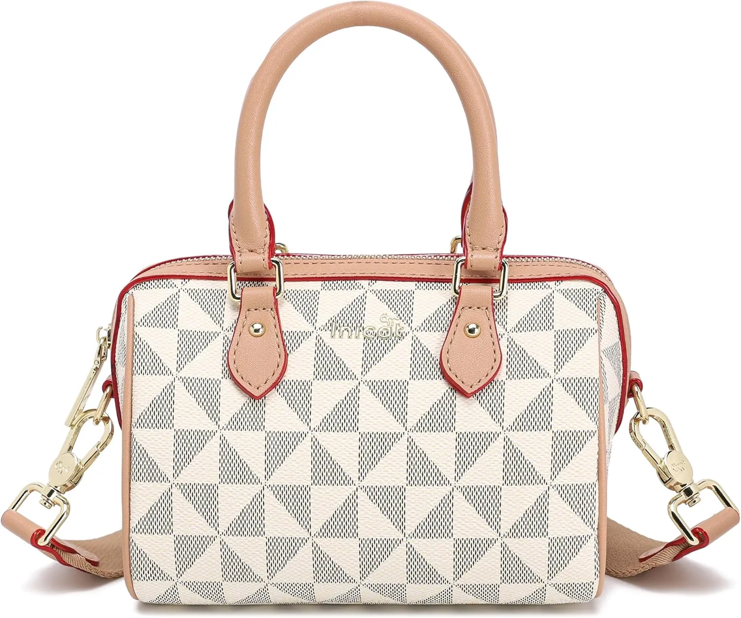 INICAT Barrel Bag for Women Top Handle Satchel Shoulder Boston Bags Crossbody Purse Handbag with Detachable Long Strap