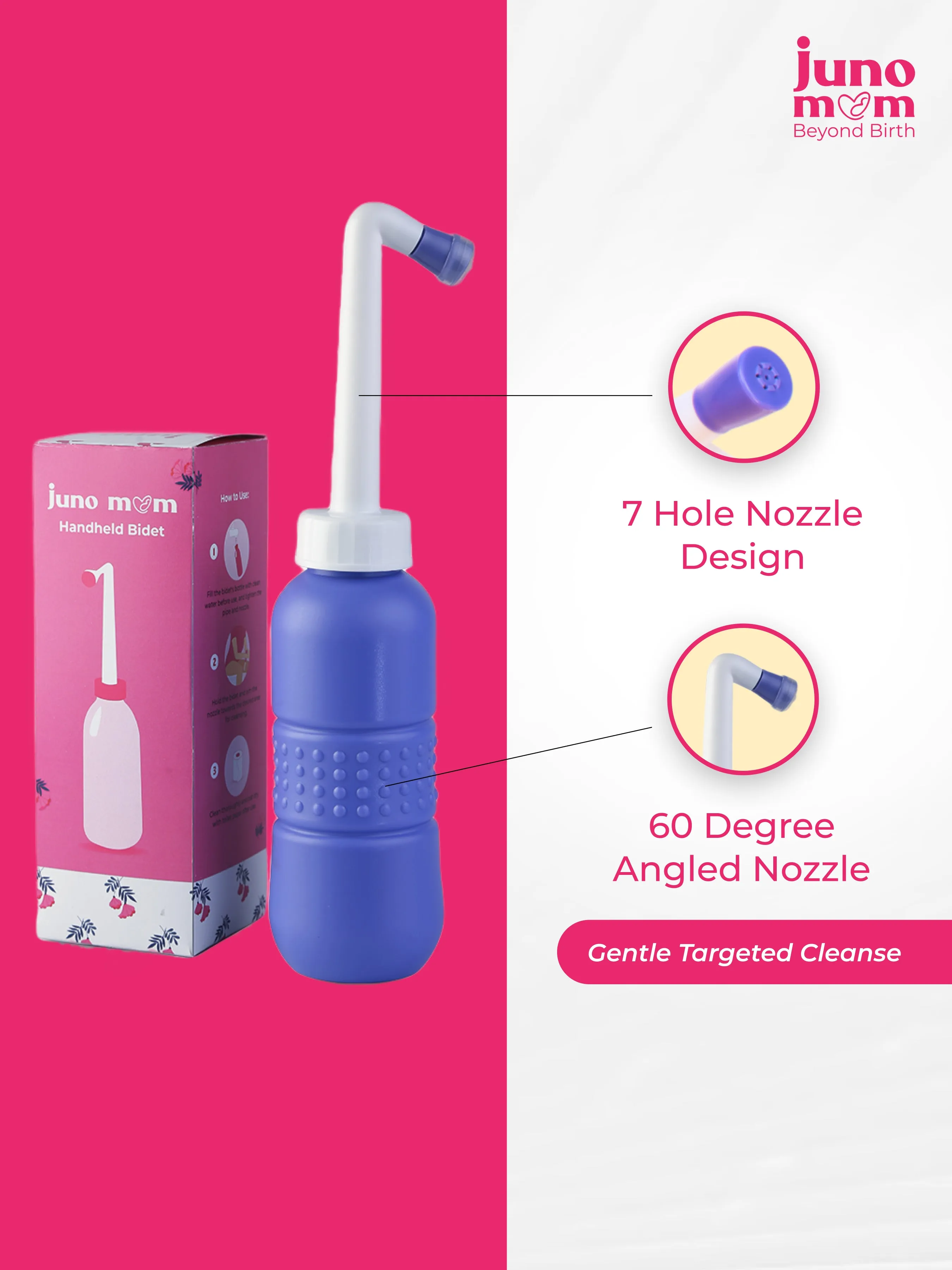 Juno Mom Portable Bidet | 450 mL Travel Bidet with Storage Bag
