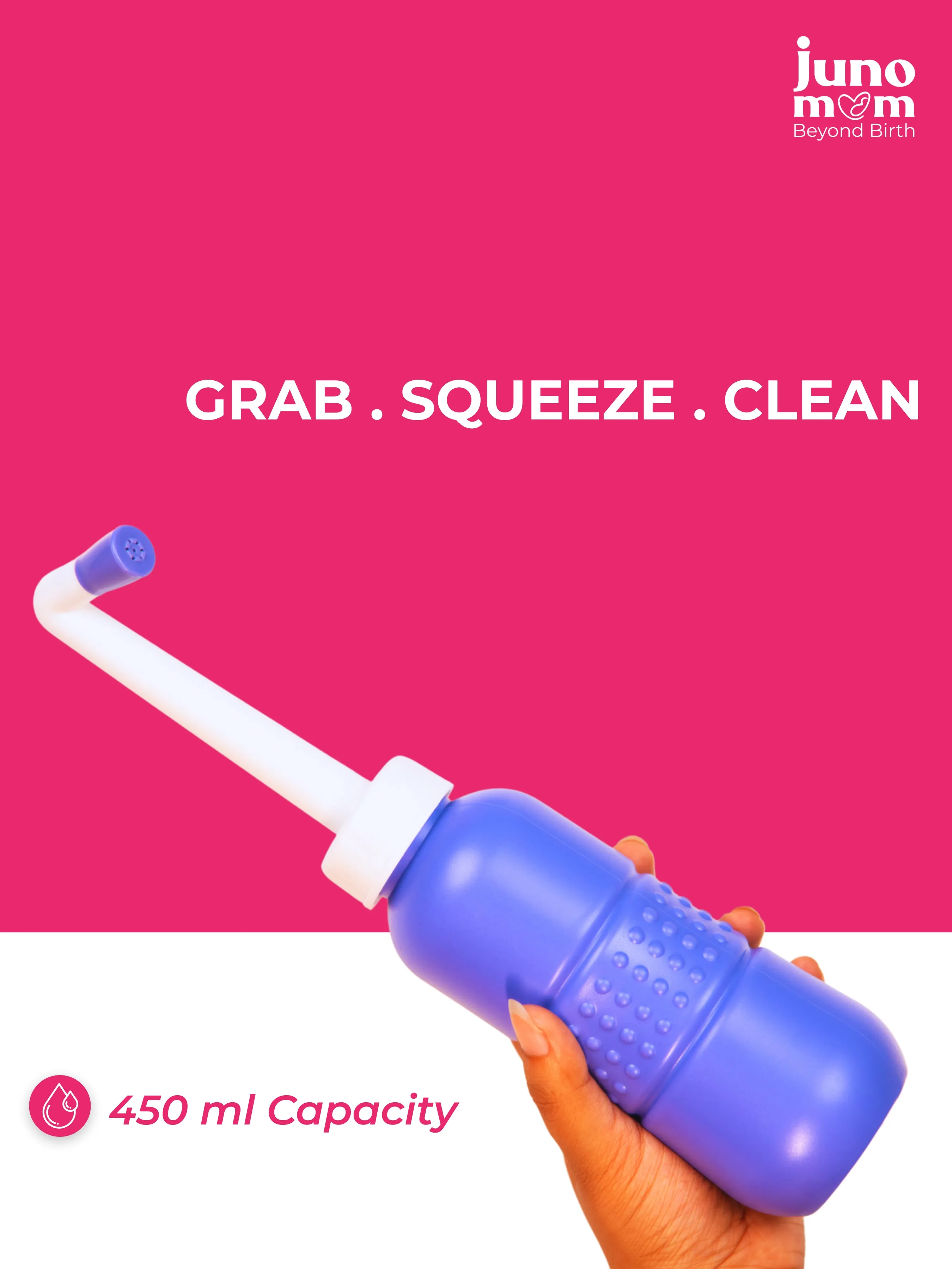 Juno Mom Portable Bidet | 450 mL Travel Bidet with Storage Bag