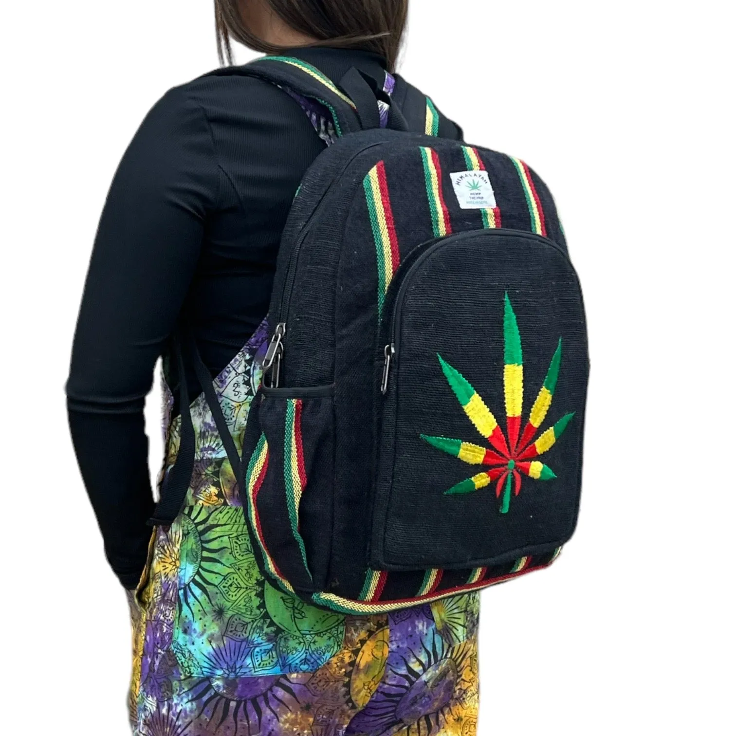 Large Handmade Marijuana Leaf Hemp Backpack