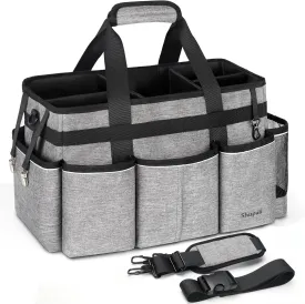 Large Wearable Cleaning Caddy Bag, Cleaning Caddy Supplies Organizer with Handles for Cleaners & Housekeeper, Under Sink & Car Cleaning Tool Organizers Bag with Adjustable Shoulder Strap&Waist Belt