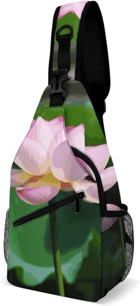 Lightweight Chest Bag Crossbody Bag Lotus Sling Backpack for Women Men Sports Travel