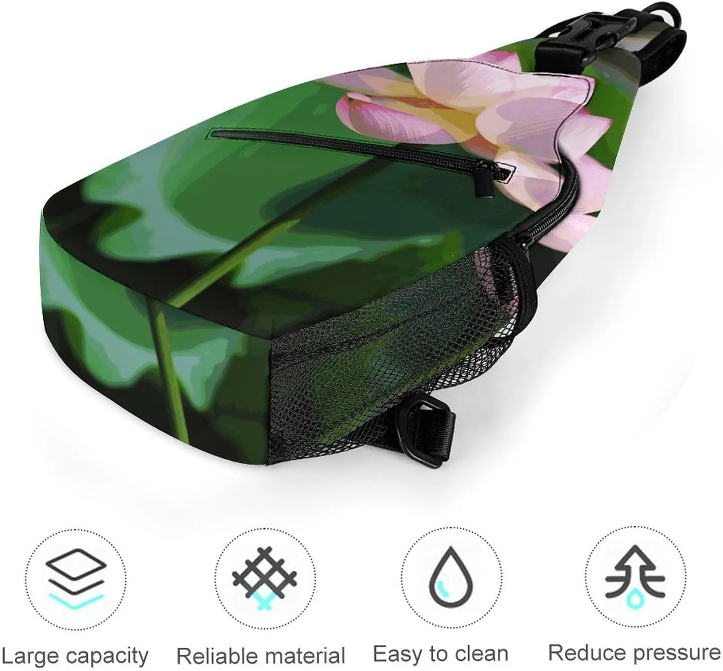 Lightweight Chest Bag Crossbody Bag Lotus Sling Backpack for Women Men Sports Travel