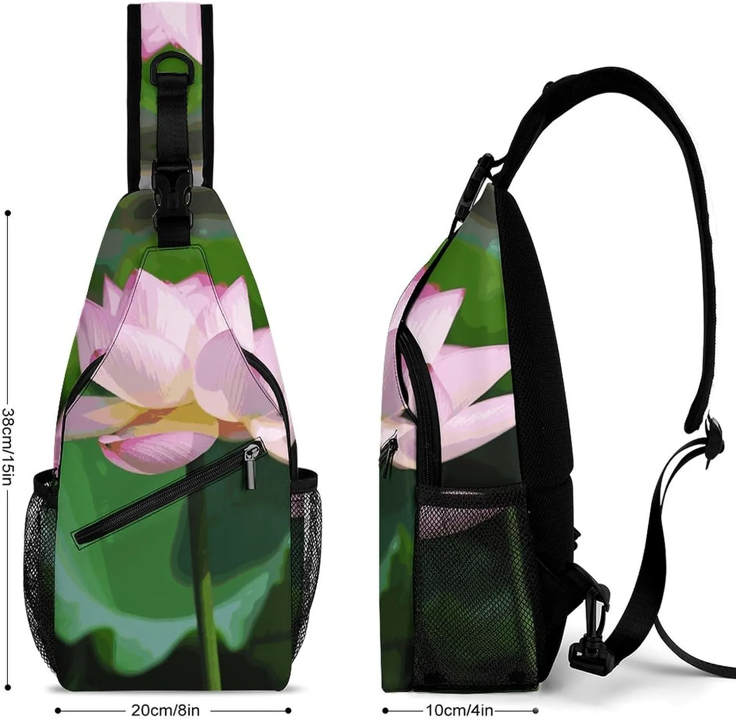 Lightweight Chest Bag Crossbody Bag Lotus Sling Backpack for Women Men Sports Travel