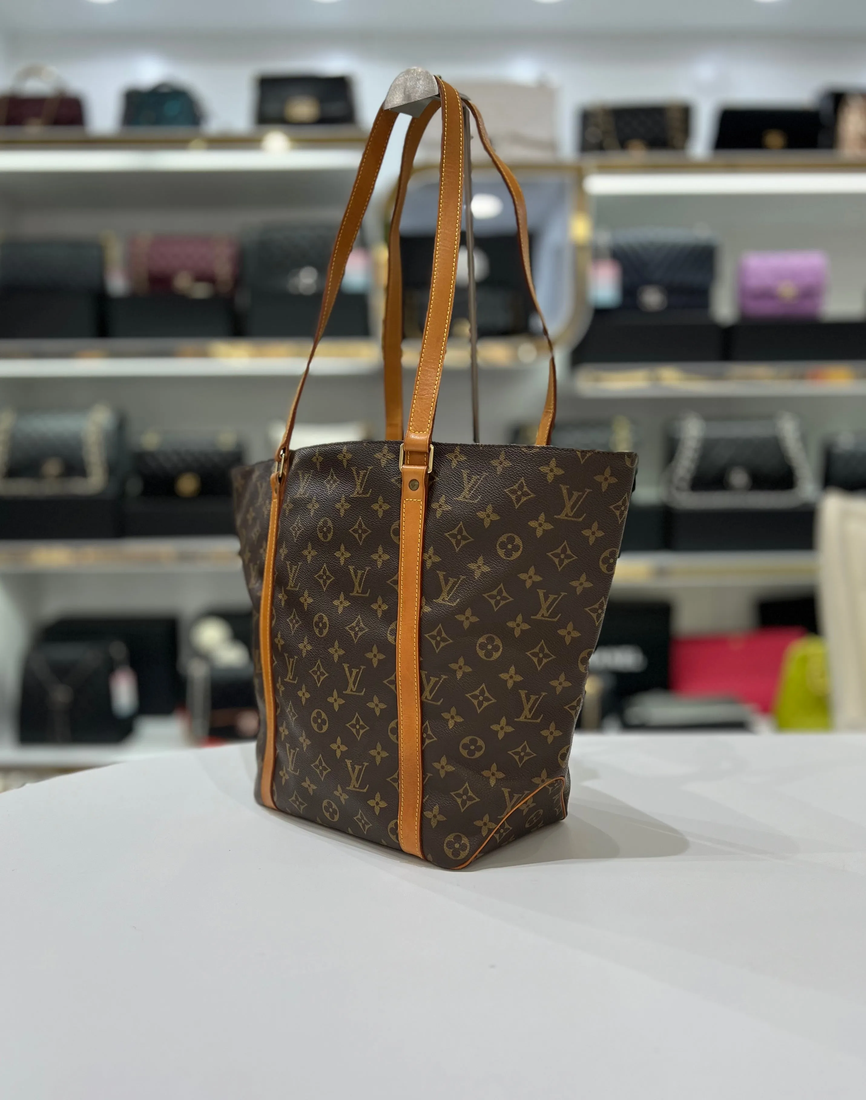 LOUIS VUITTON Monogram Canvas Sac Shopping Tote Bag For Women