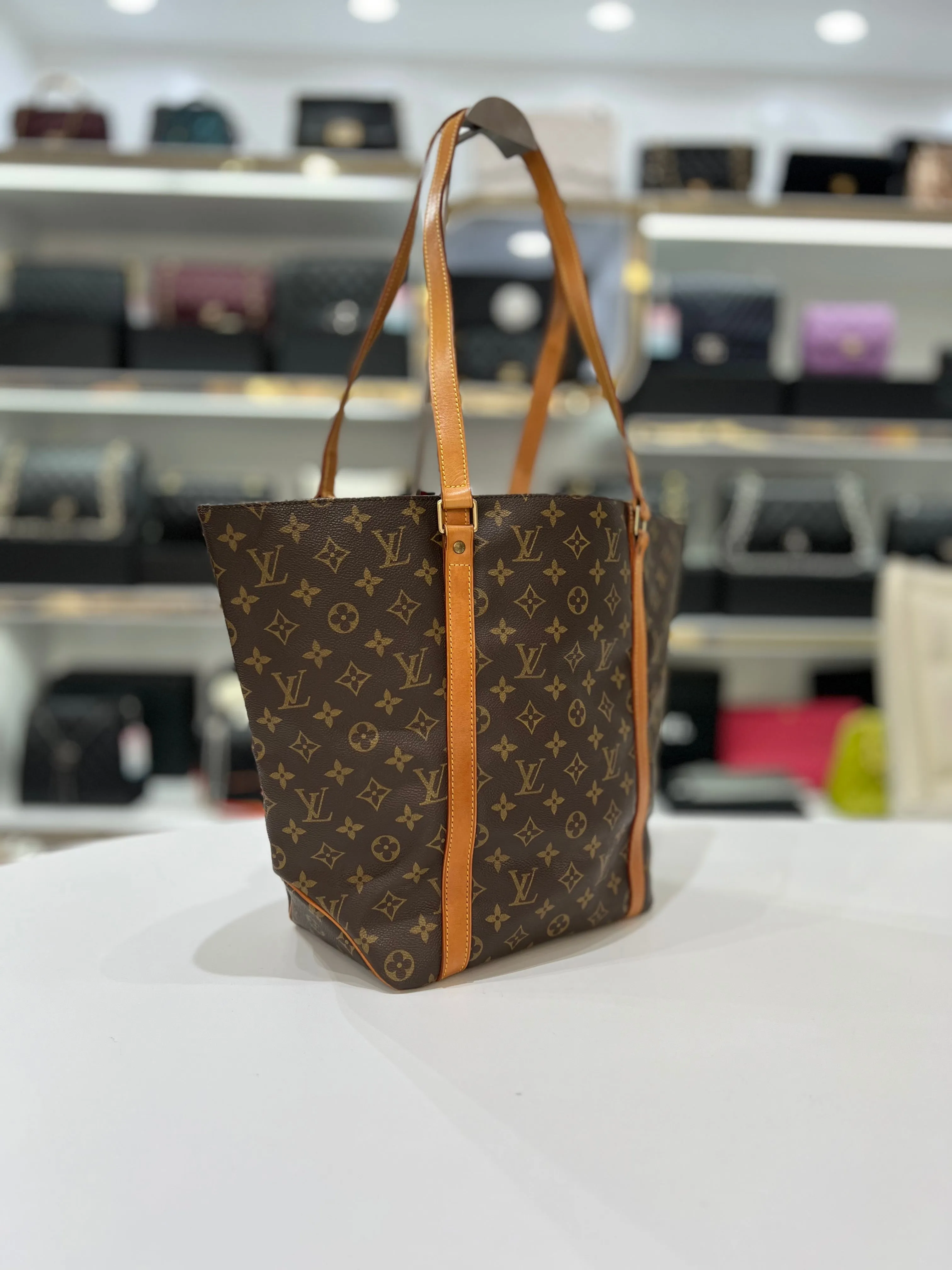 LOUIS VUITTON Monogram Canvas Sac Shopping Tote Bag For Women
