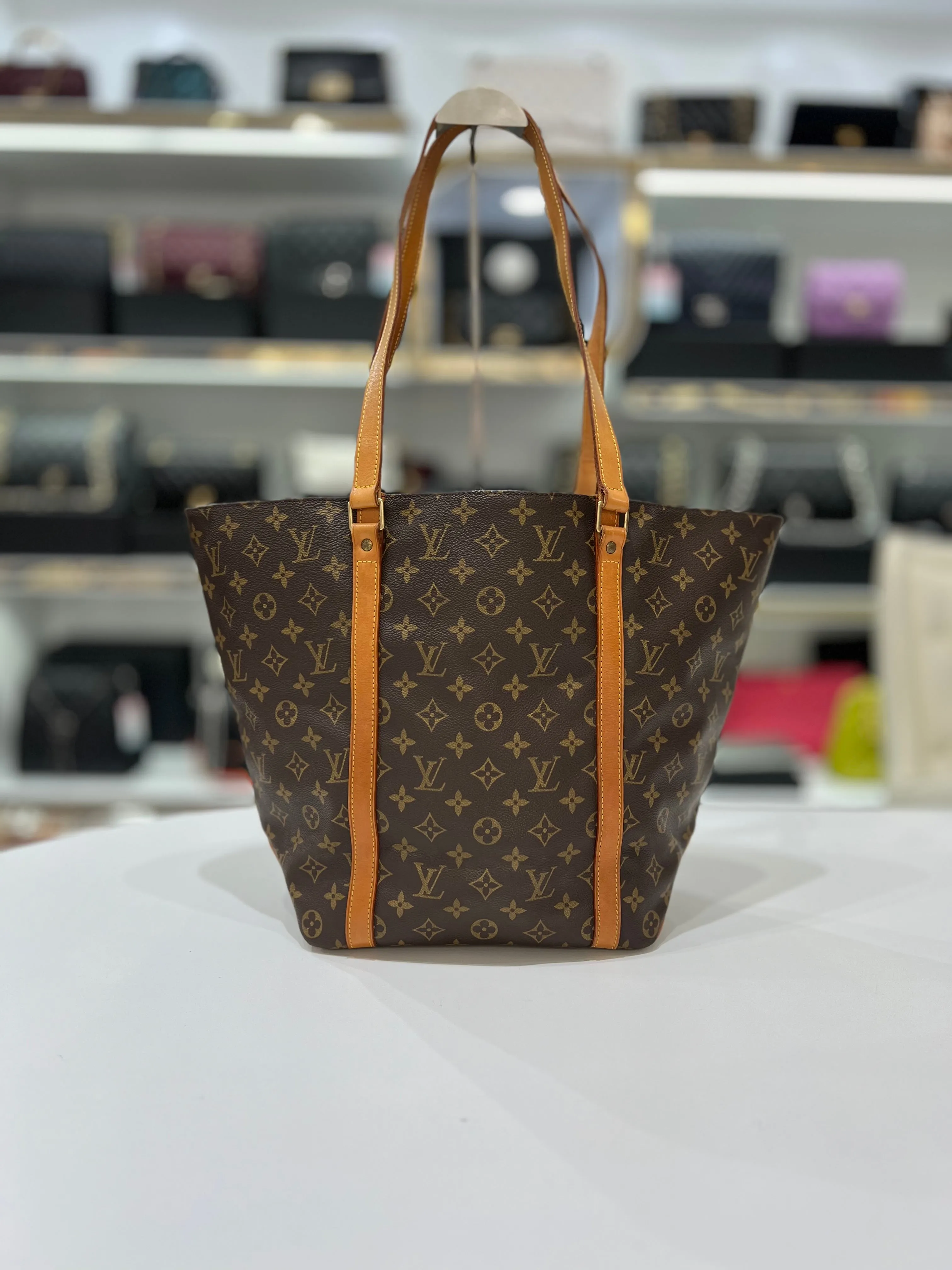 LOUIS VUITTON Monogram Canvas Sac Shopping Tote Bag For Women