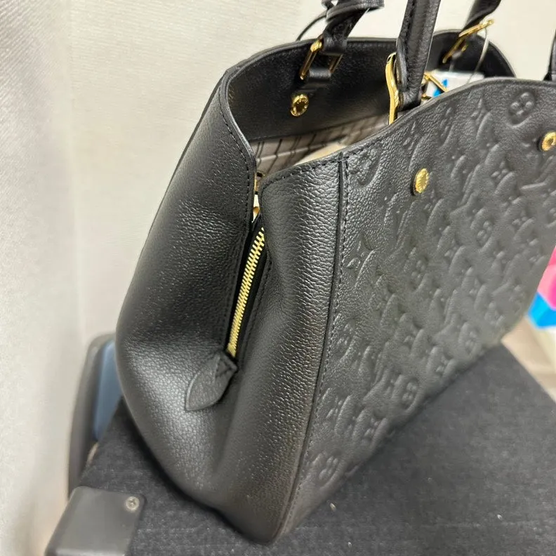 Louis Vuitton Monogram Empreinte Montaigne MM Bag,Black,Leather