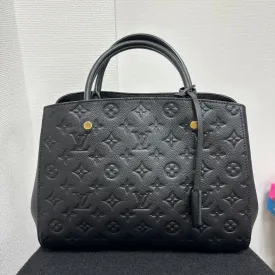 Louis Vuitton Monogram Empreinte Montaigne MM Bag,Black,Leather