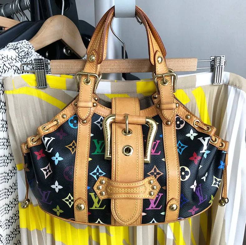 Louis Vuitton Multi Color Black Theda GM Tote Bag