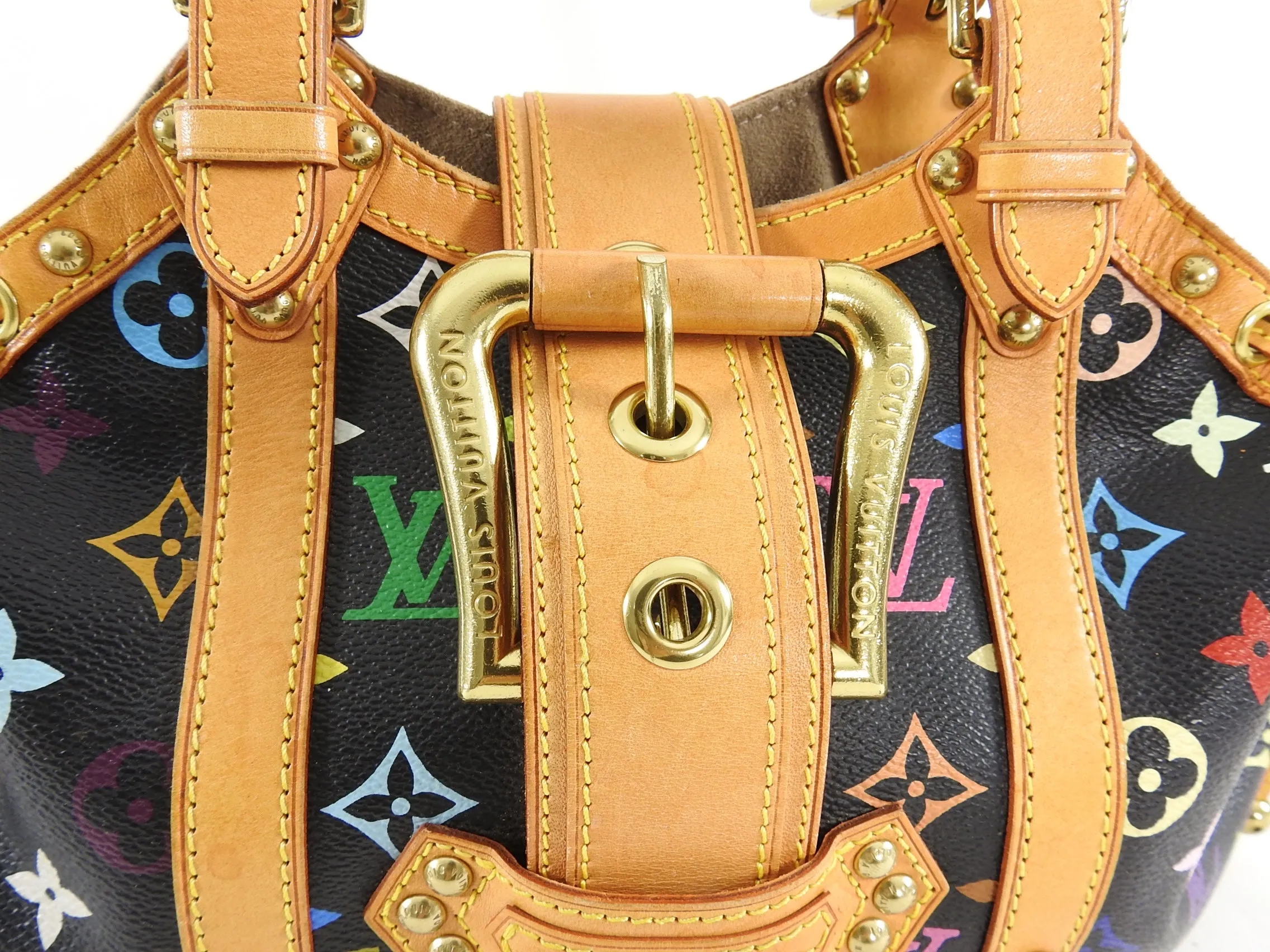 Louis Vuitton Multi Color Black Theda GM Tote Bag