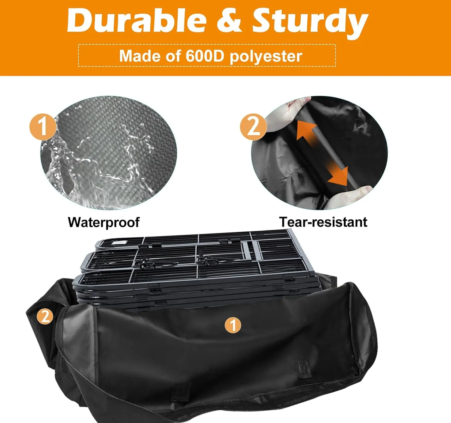 LWFCOEE Dog Playpen Storage Bag, 50 Inch Waterproof Heavy Duty Dog Fence Travel Bag with Handle for RV Trip, Fits 8 Panels Dog Pen and 9 Stakes, 52"x32.3"x6.5"