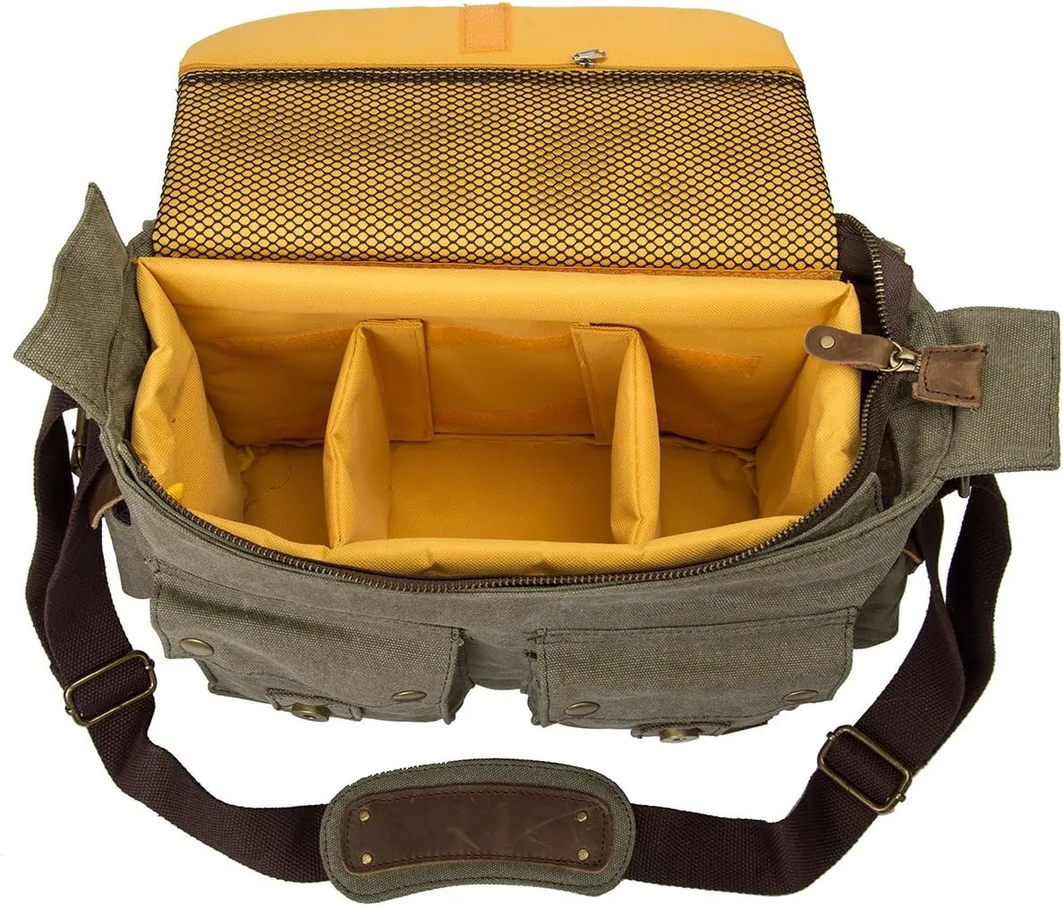 Men's Lightweight Vintage Waterproof Canvas DSLR SLR Shockproof Camera Shoulder Messenger Bag Sling Bag