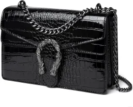 MYHOZEE Crossbody Bags for Women - Snake Printed Clutch Purses Leather Chain Shoulder Bags Evening Handbags