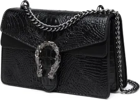 MYHOZEE Crossbody Bags for Women - Snake Printed Clutch Purses Leather Chain Shoulder Bags Evening Handbags