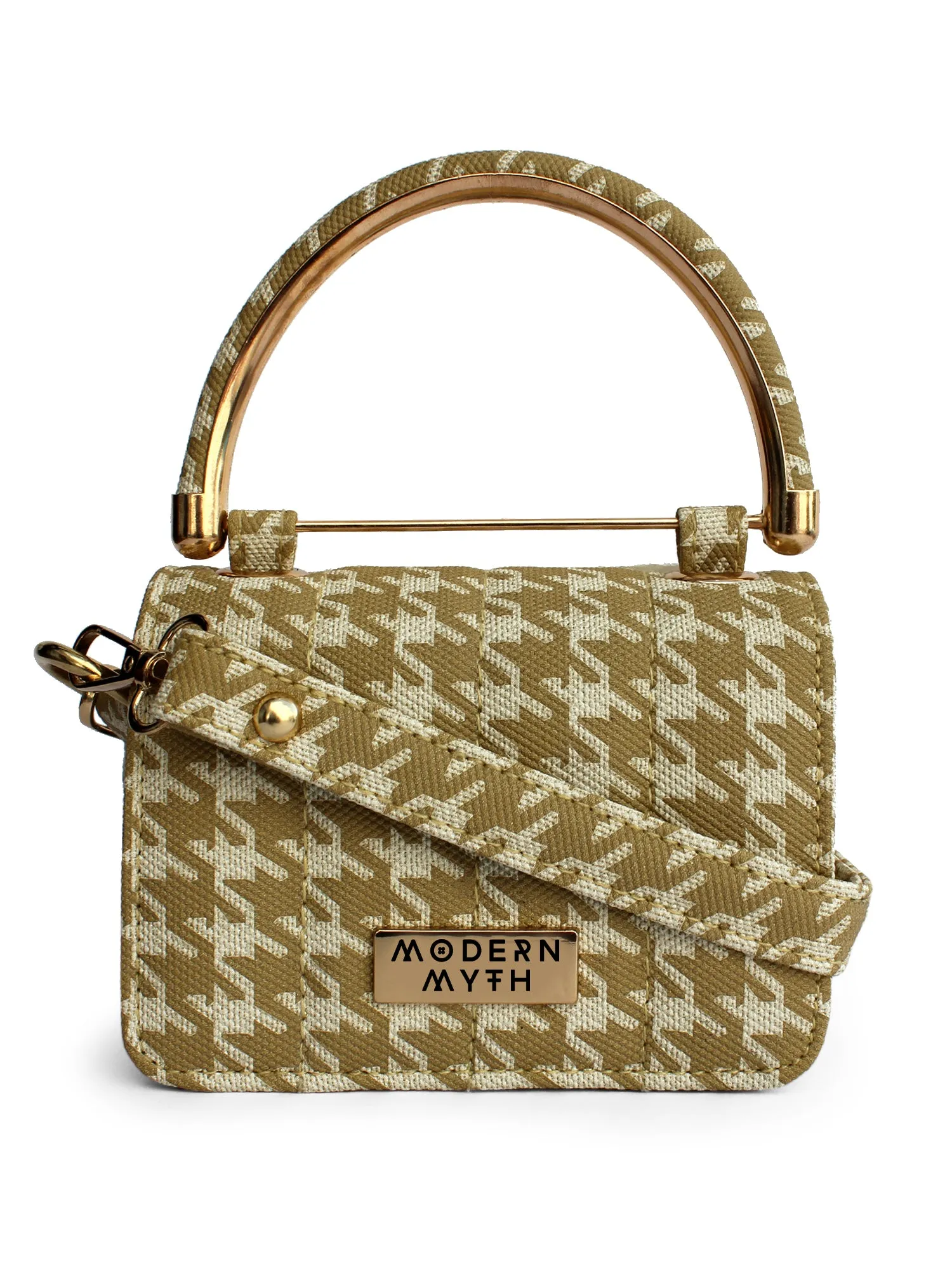 Nano Yellow & White Houndstooth Mini Box Bag | Modern Myth
