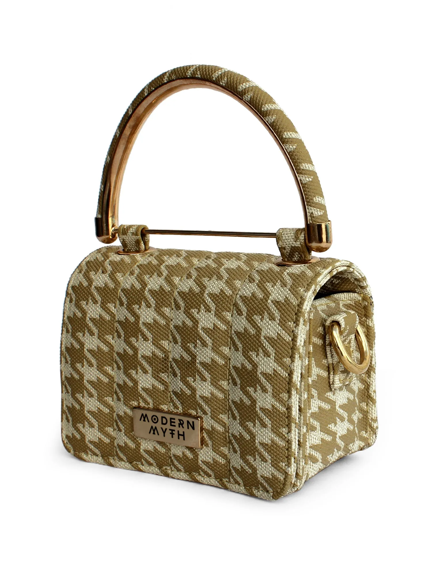 Nano Yellow & White Houndstooth Mini Box Bag | Modern Myth
