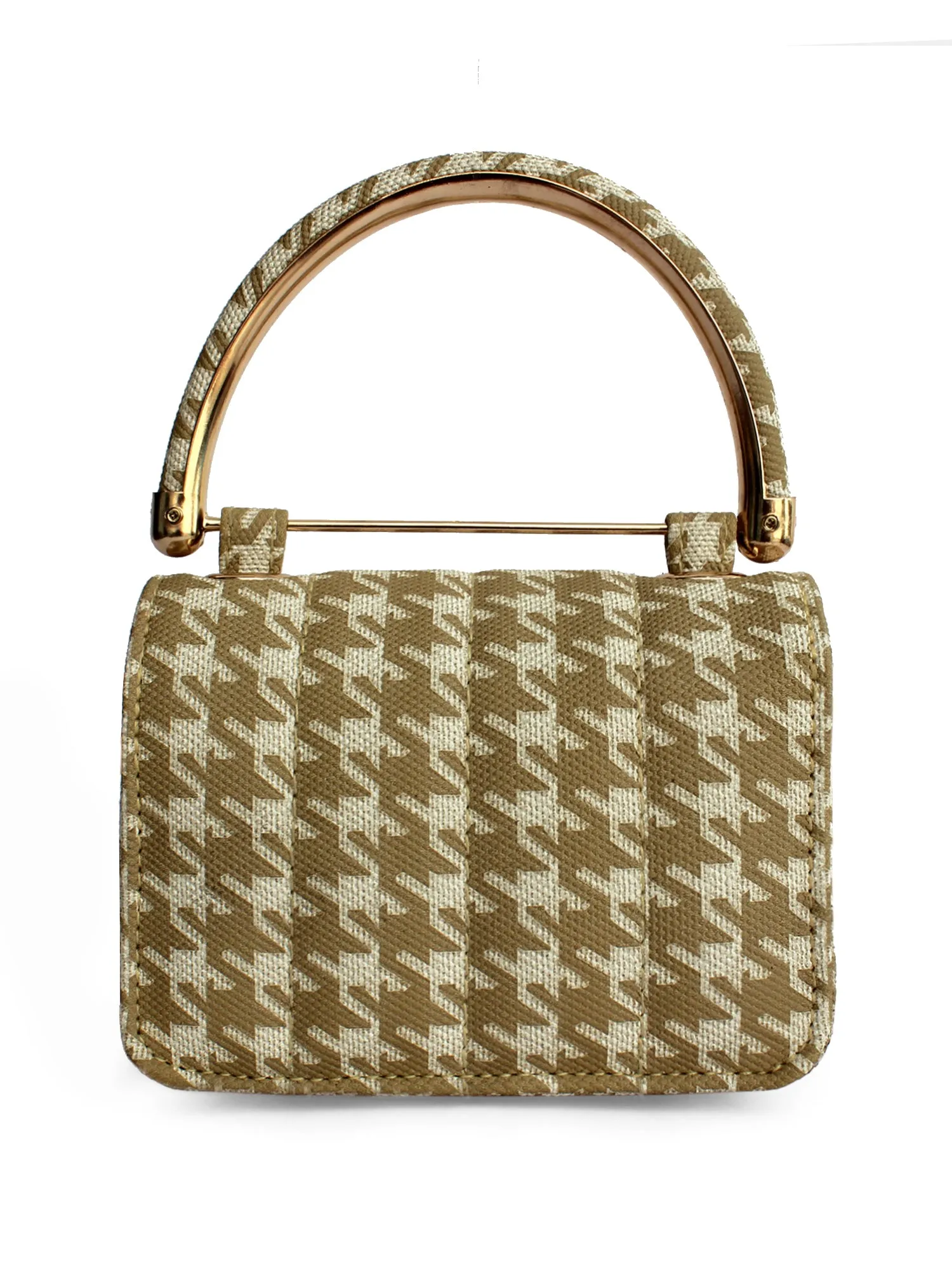 Nano Yellow & White Houndstooth Mini Box Bag | Modern Myth