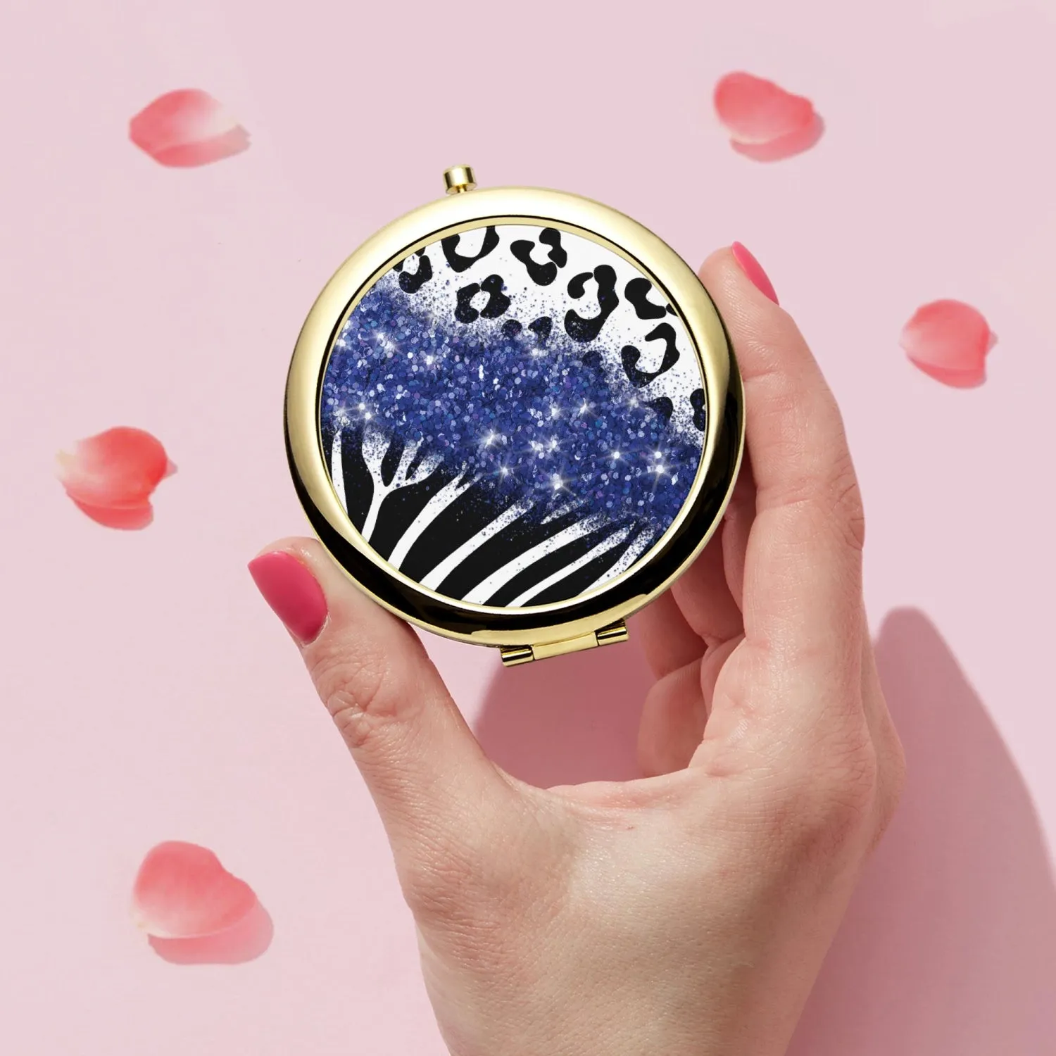 Navy Glitter | Compact Mirror