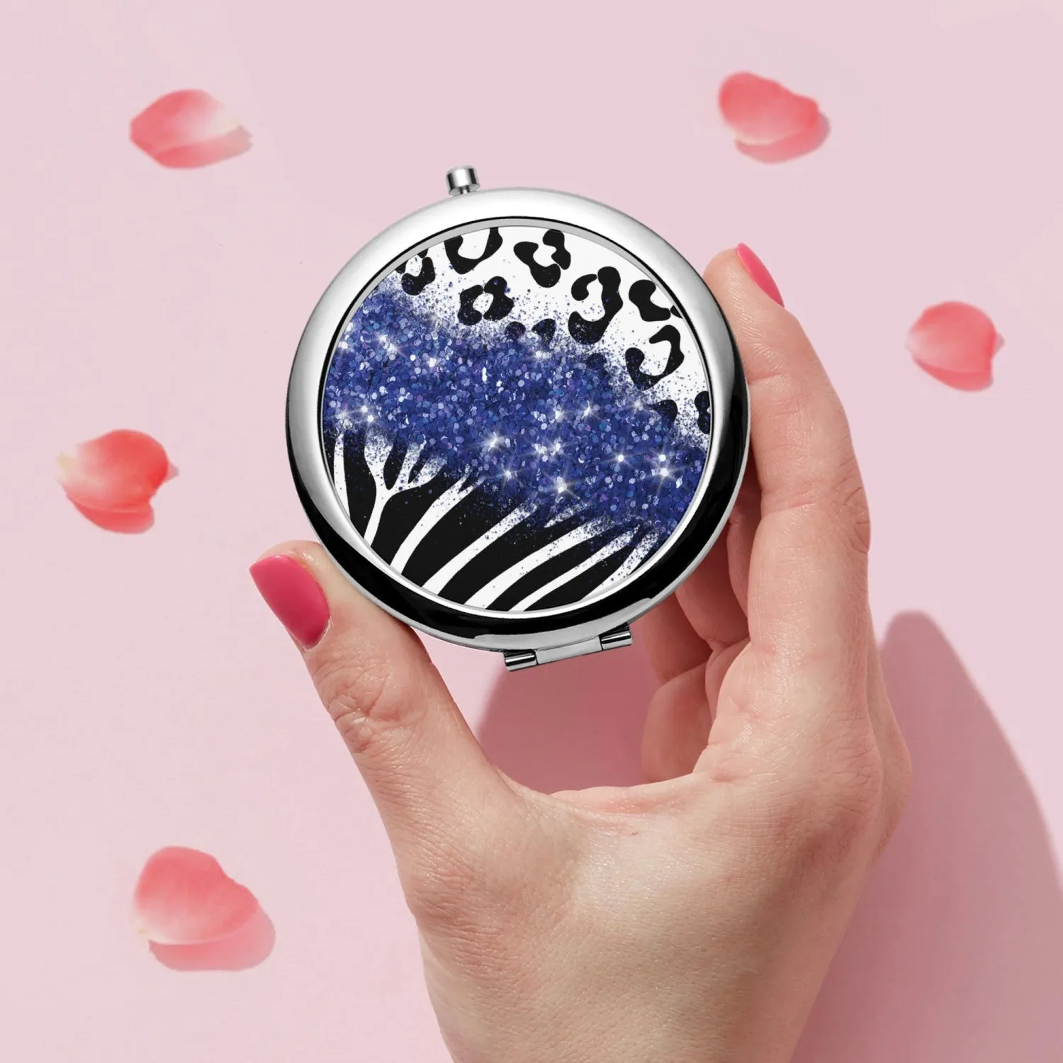 Navy Glitter | Compact Mirror