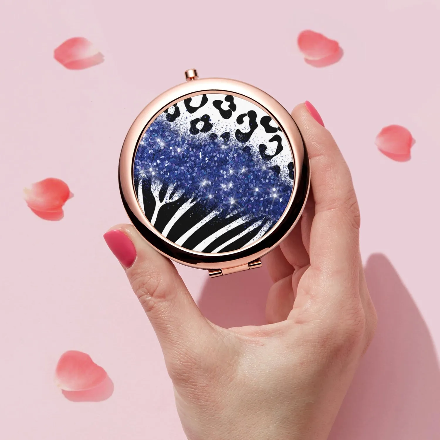 Navy Glitter | Compact Mirror