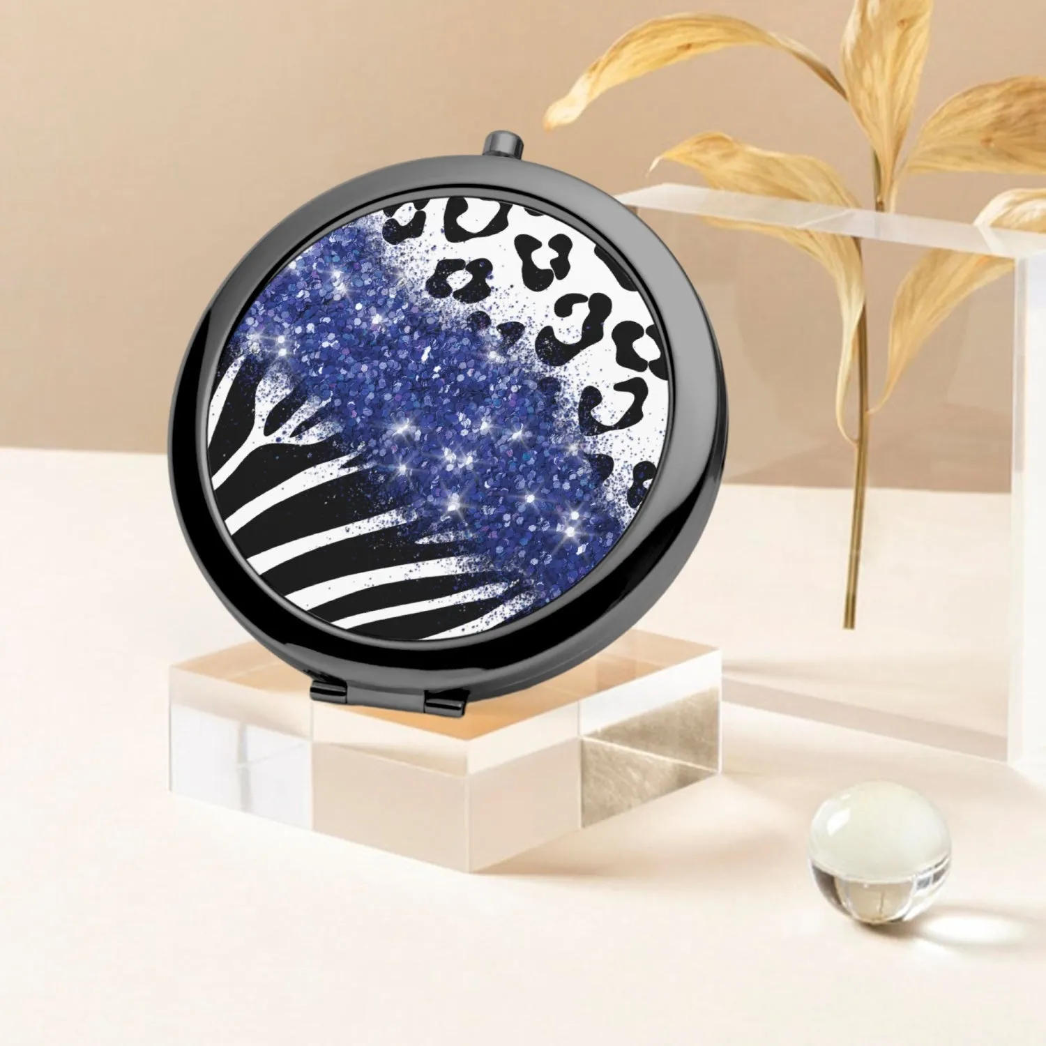 Navy Glitter | Compact Mirror