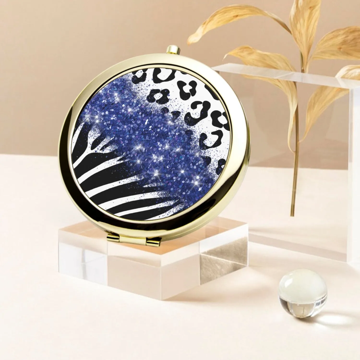 Navy Glitter | Compact Mirror