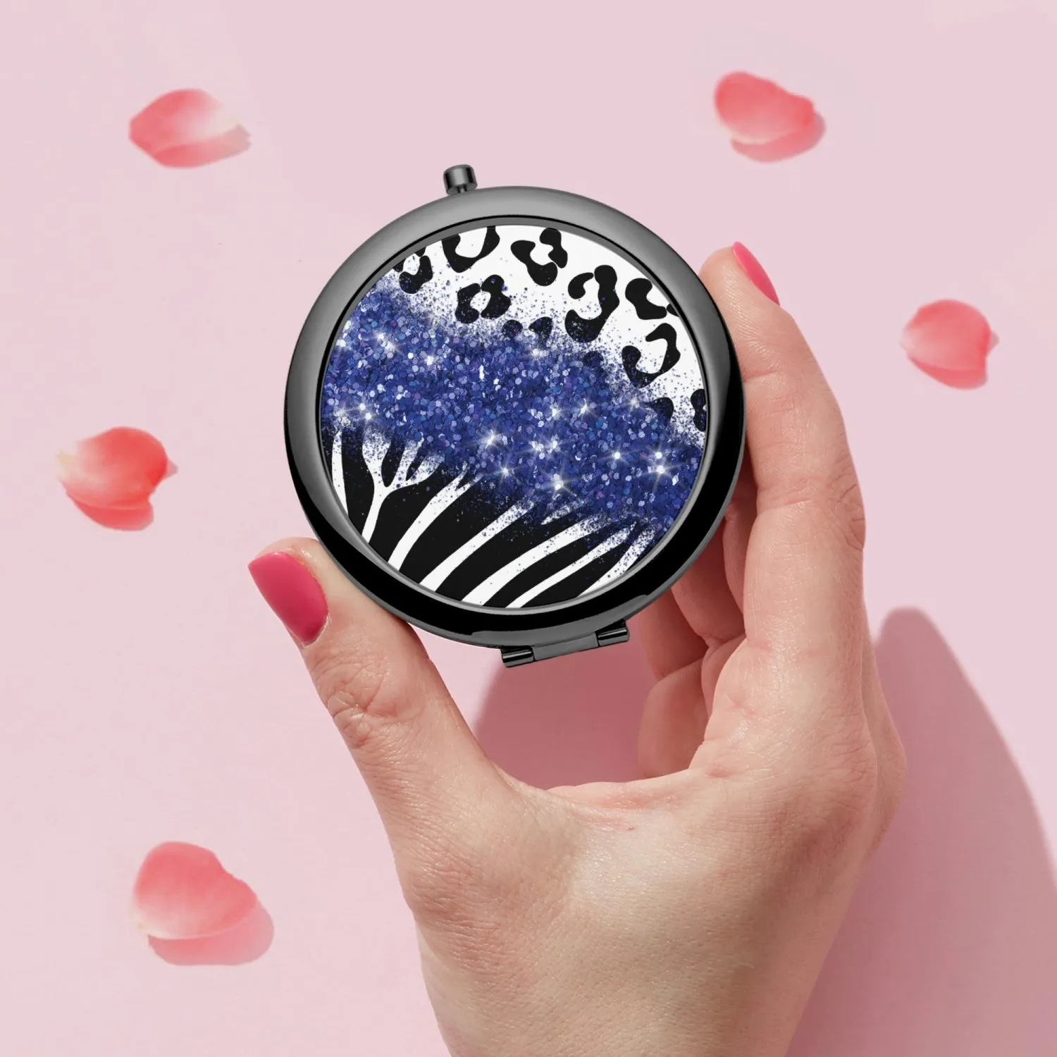 Navy Glitter | Compact Mirror