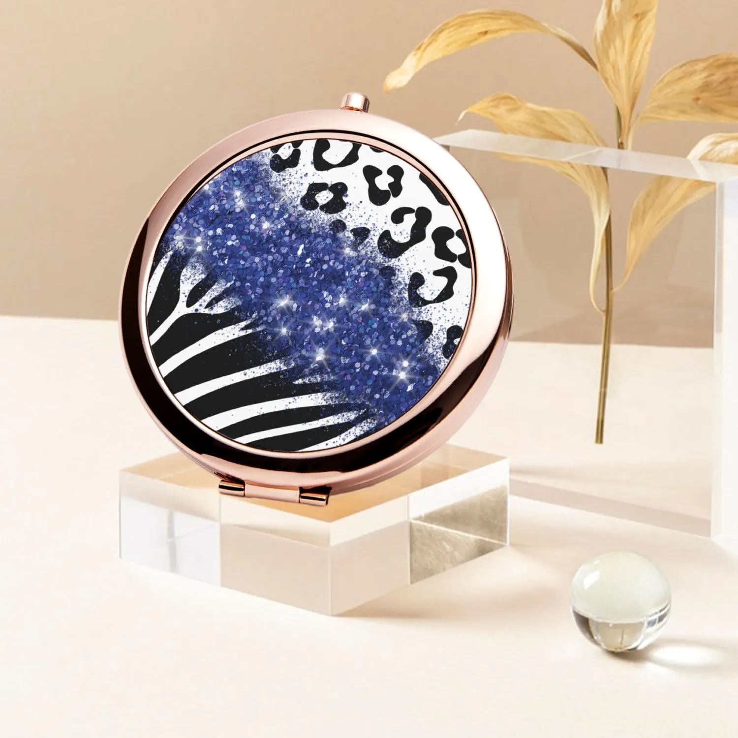 Navy Glitter | Compact Mirror