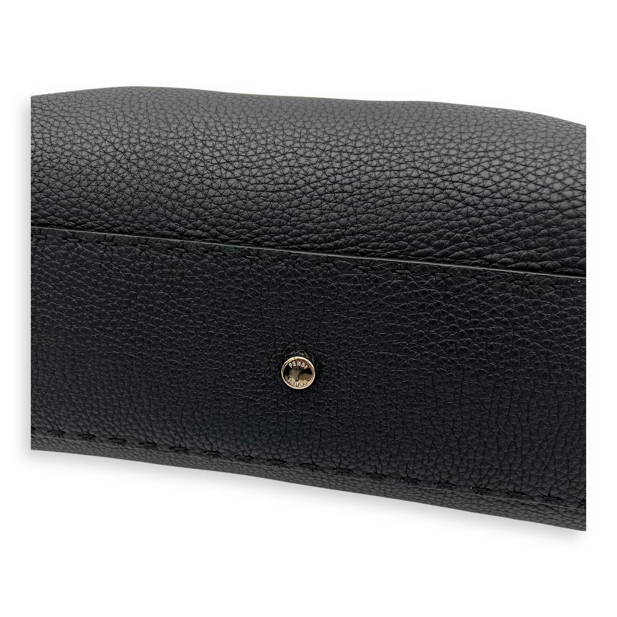 Peekaboo Medium Black Top Handle Bag in Calfskin, Silver hardware