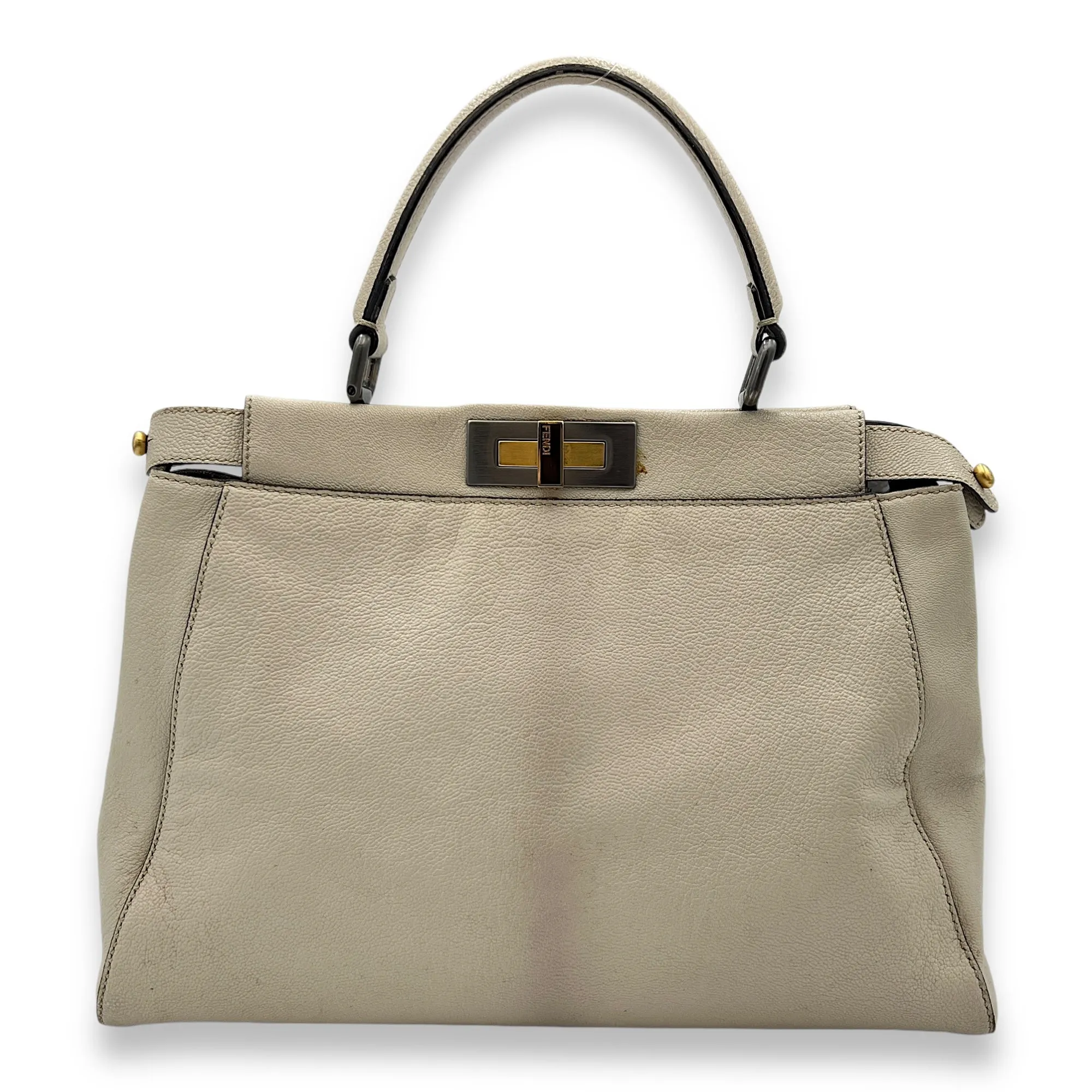 Peekaboo Medium Top handle bag in Calfskin, Silver Hardware