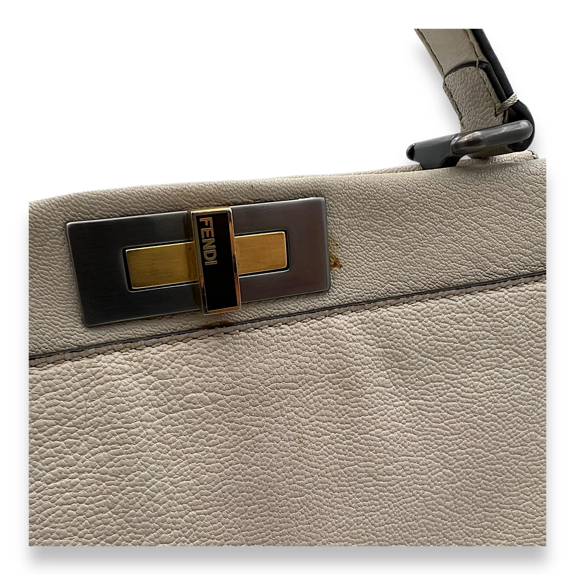 Peekaboo Medium Top handle bag in Calfskin, Silver Hardware