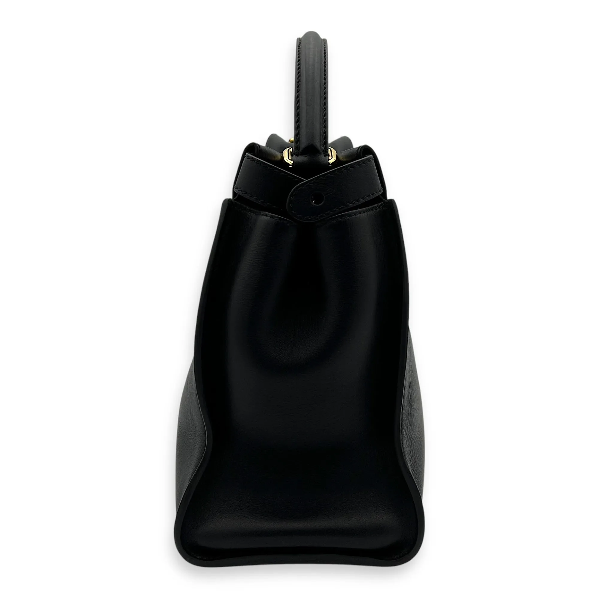 Peekaboo Top Handle Bag Black in Calfskin, Silver hardware