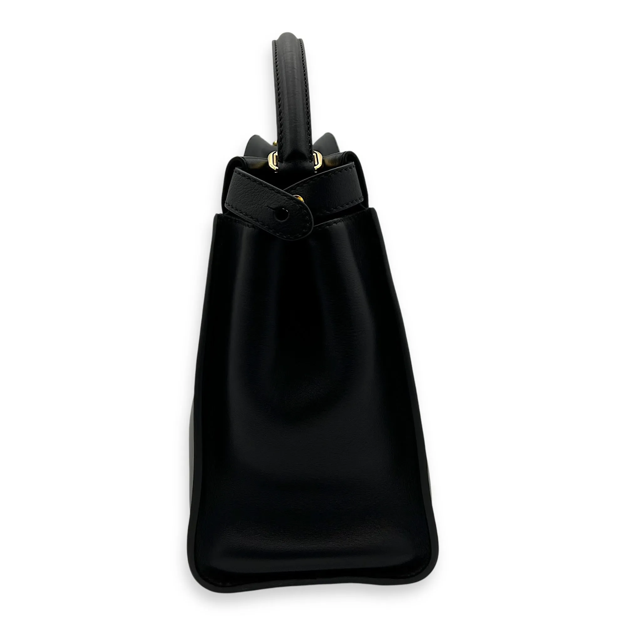 Peekaboo Top Handle Bag Black in Calfskin, Silver hardware