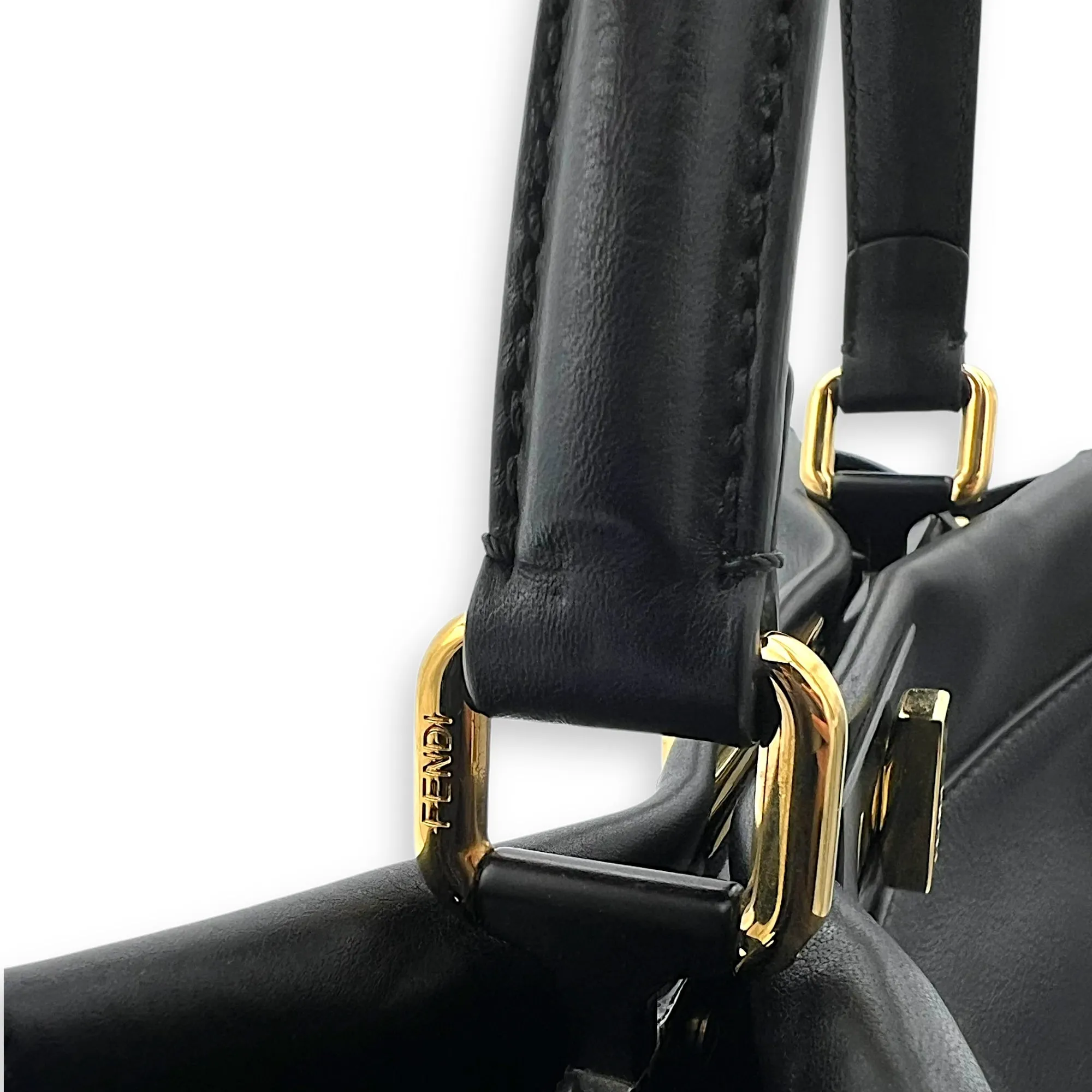 Peekaboo Top Handle Bag Black in Calfskin, Silver hardware