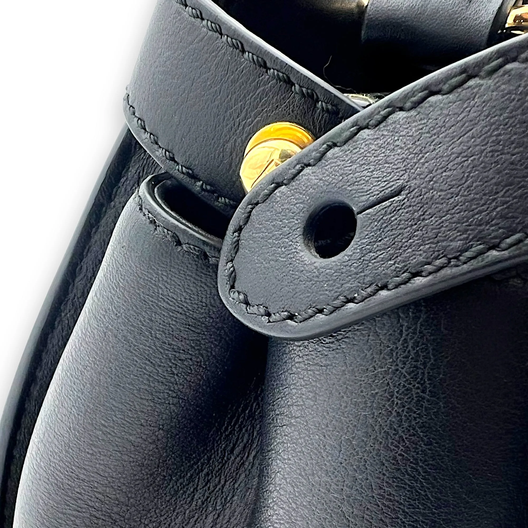 Peekaboo Top Handle Bag Black in Calfskin, Silver hardware