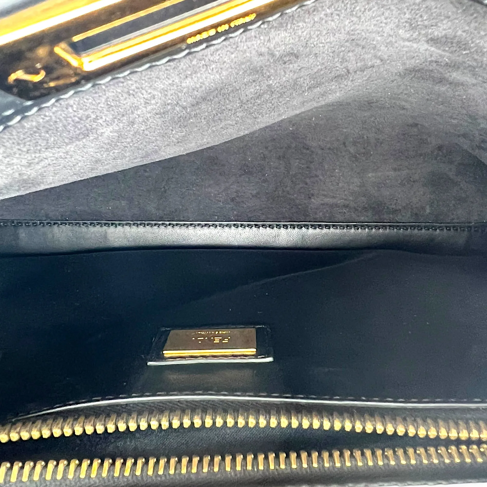 Peekaboo Top Handle Bag Black in Calfskin, Silver hardware