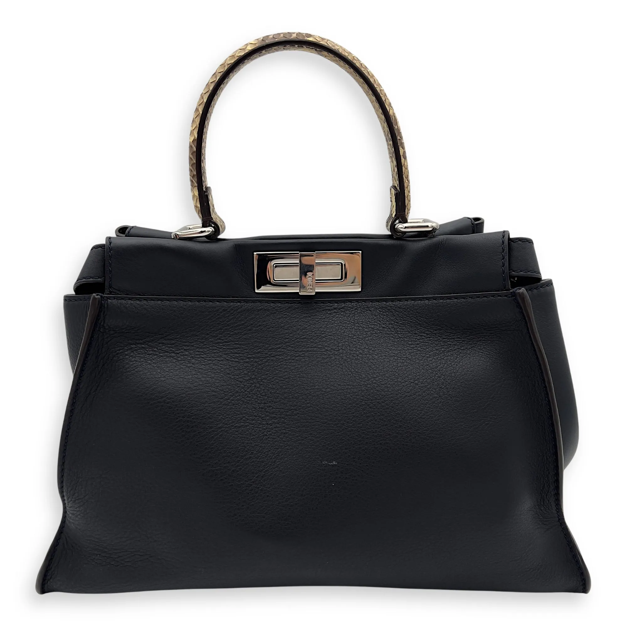 Peekaboo Top Handle Bag Blue in Calfskin, Silver hardware