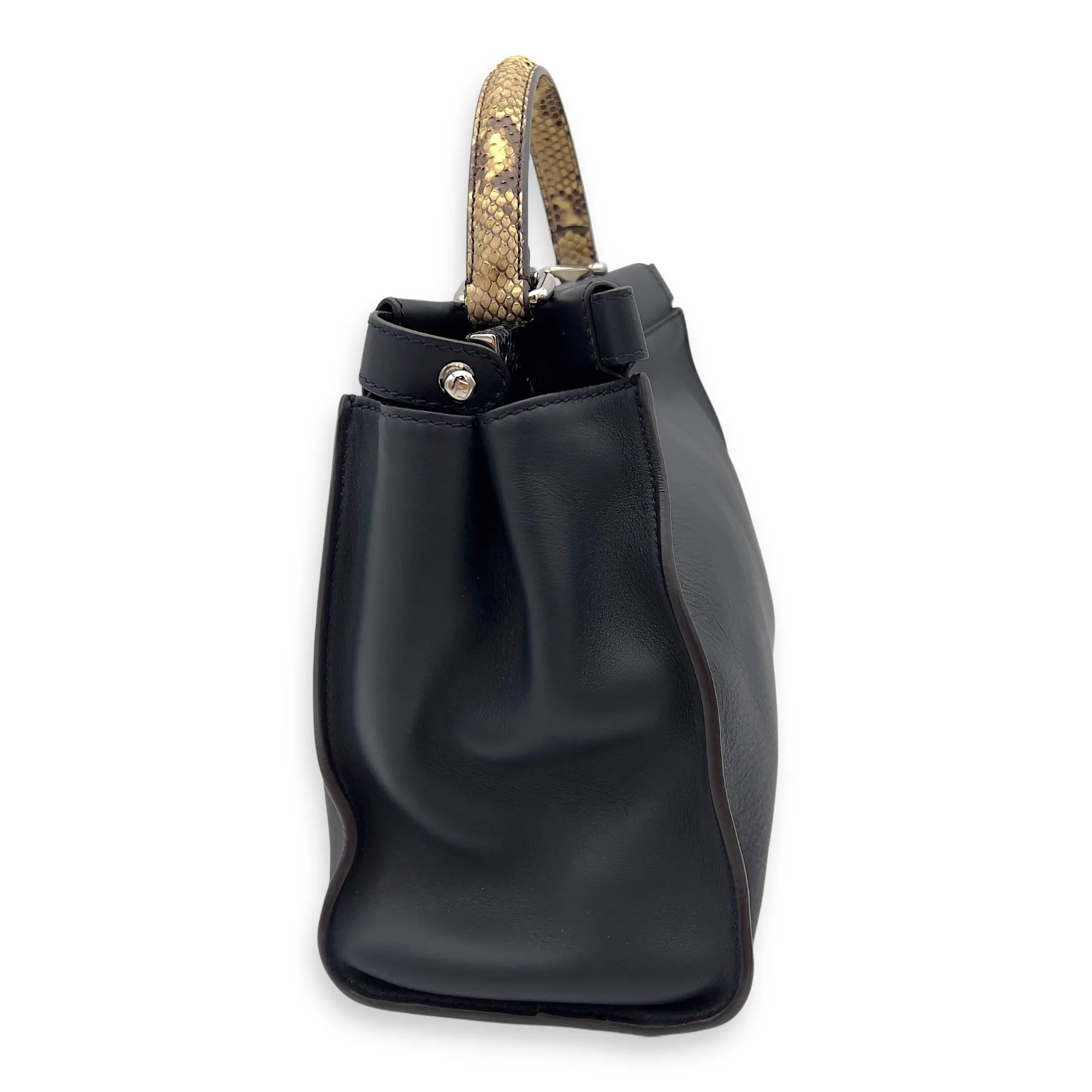 Peekaboo Top Handle Bag Blue in Calfskin, Silver hardware