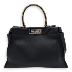 Peekaboo Top Handle Bag Blue in Calfskin, Silver hardware