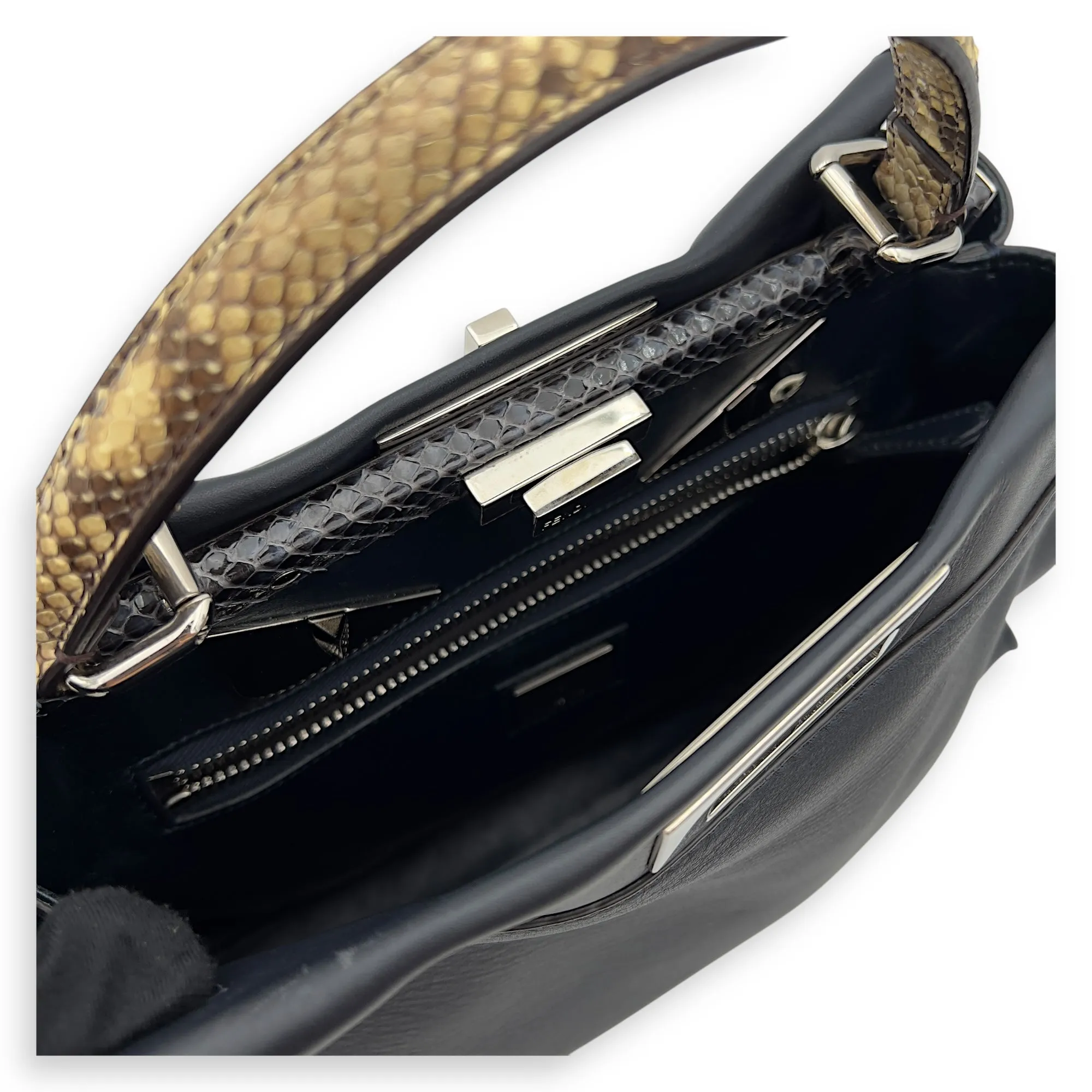 Peekaboo Top Handle Bag Blue in Calfskin, Silver hardware