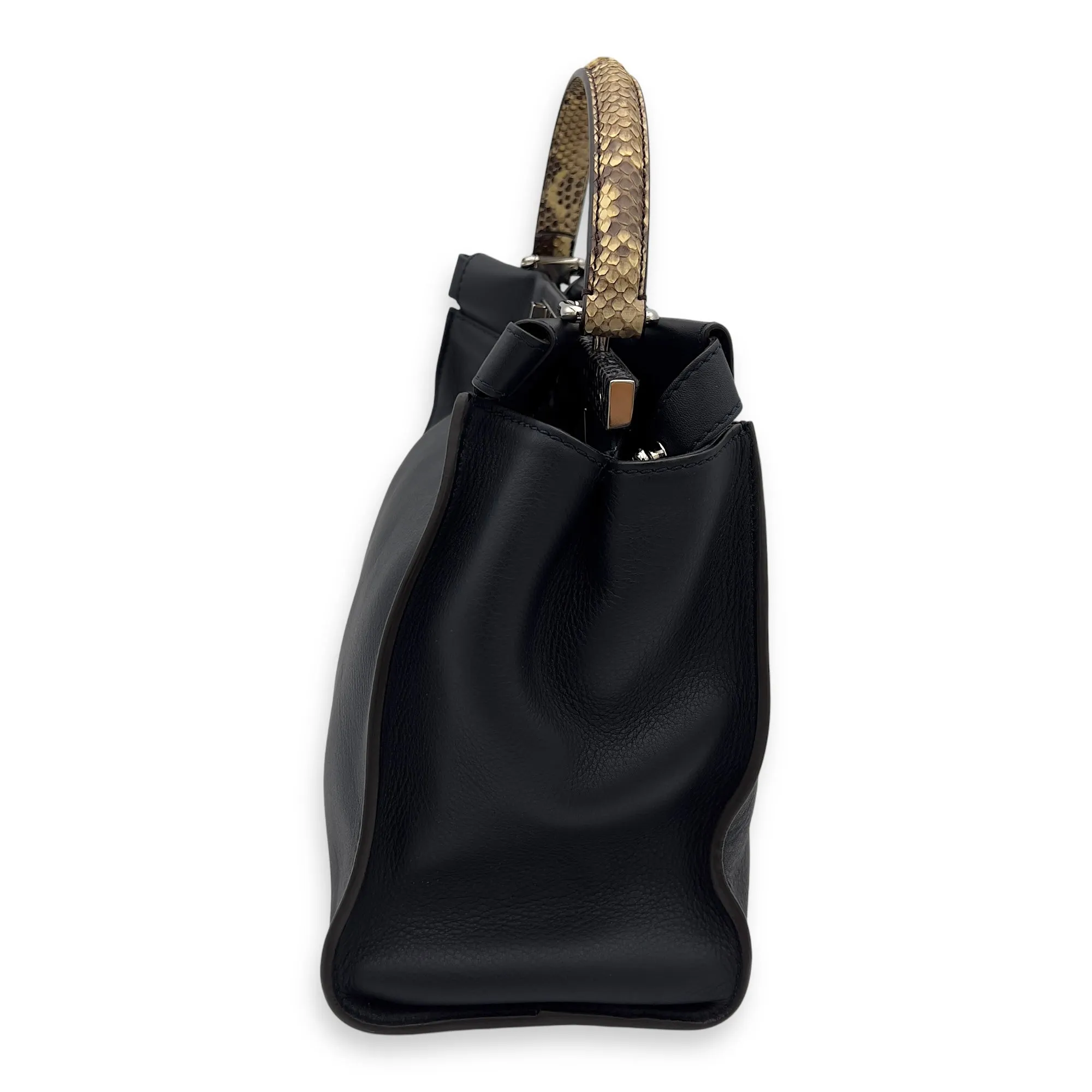 Peekaboo Top Handle Bag Blue in Calfskin, Silver hardware