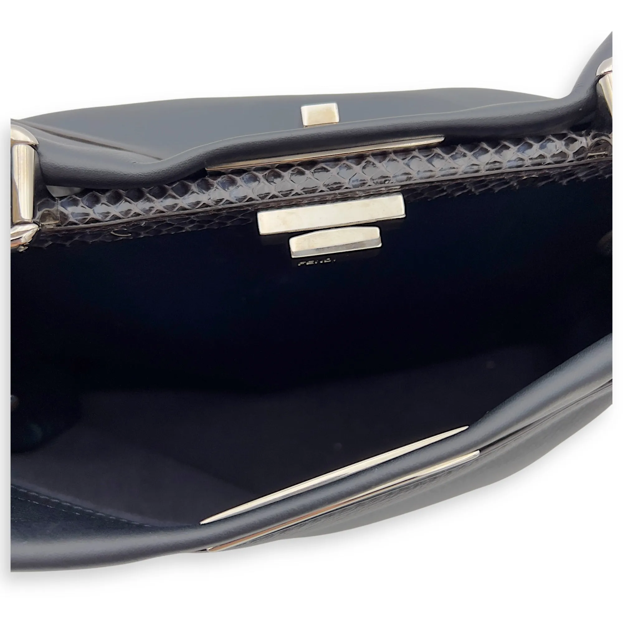 Peekaboo Top Handle Bag Blue in Calfskin, Silver hardware