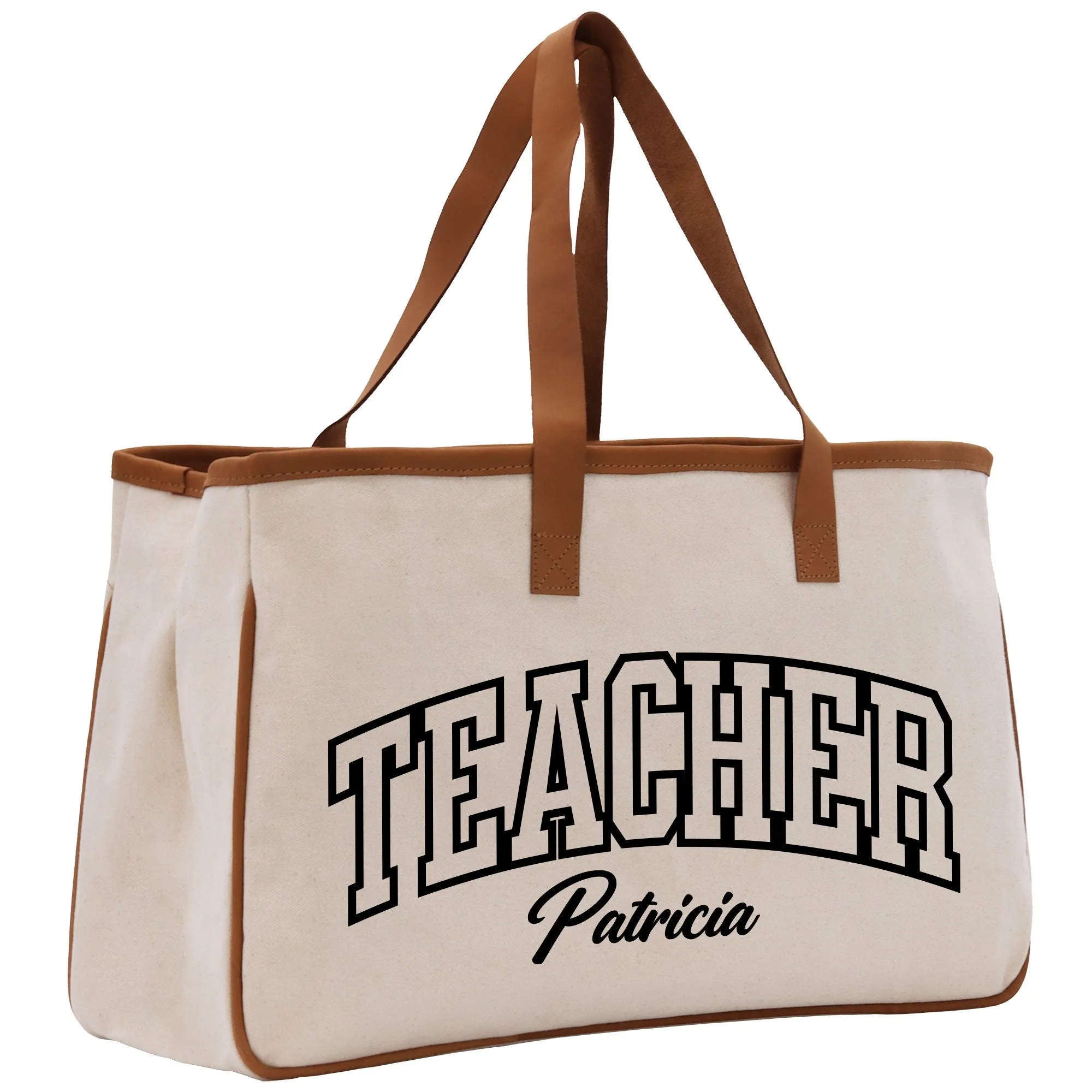 Personalized Teacher Name Retro Cotton Canvas Tote Bag Gift for Teachers Custom Teacher Appreciation Gift Bag Teacher Name Bag