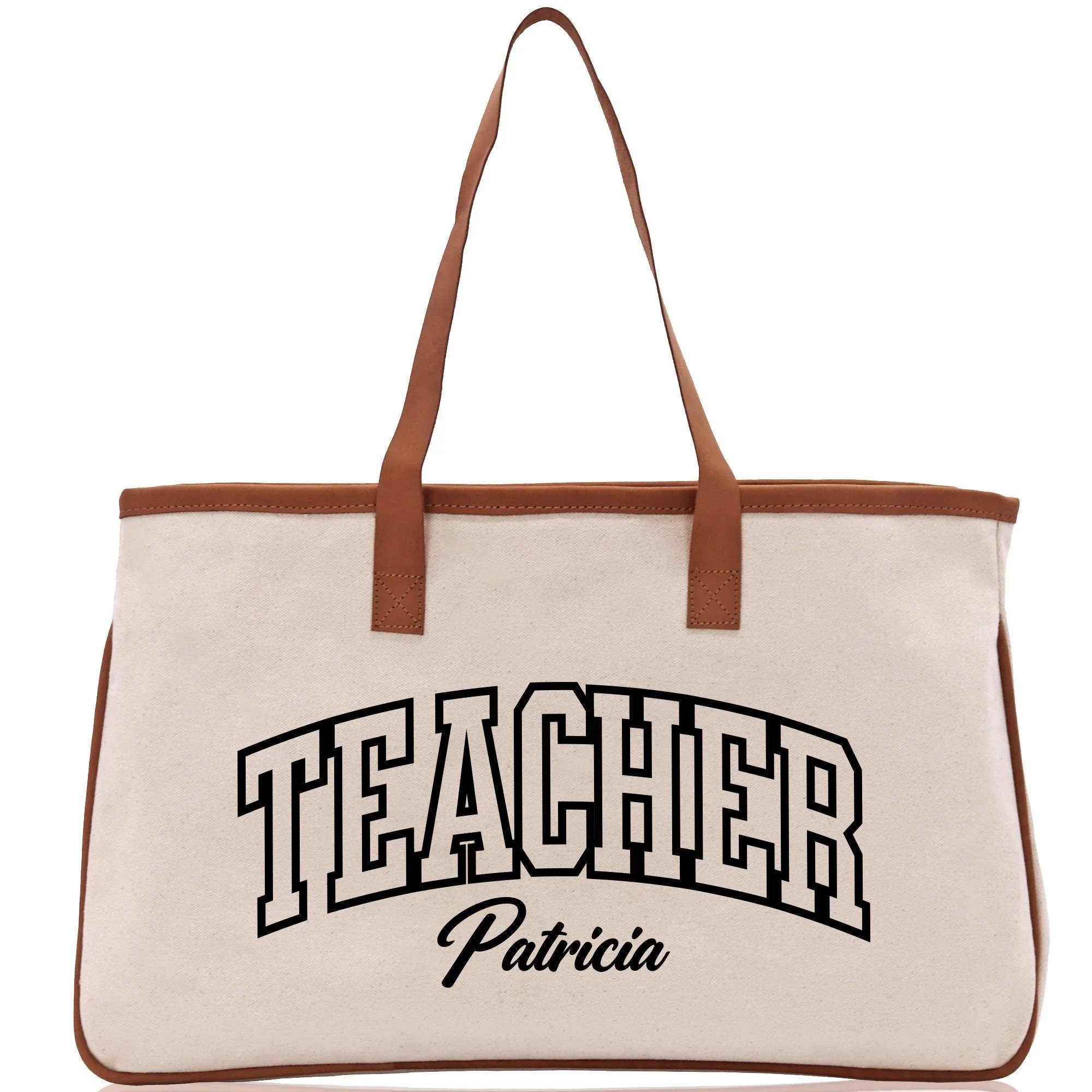 Personalized Teacher Name Retro Cotton Canvas Tote Bag Gift for Teachers Custom Teacher Appreciation Gift Bag Teacher Name Bag